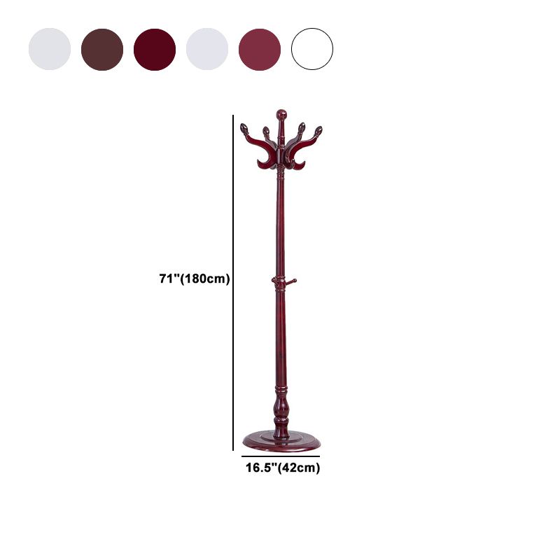 Contemporary Hall Tree with Hooks in Mahogany Wooden Coat Hanger