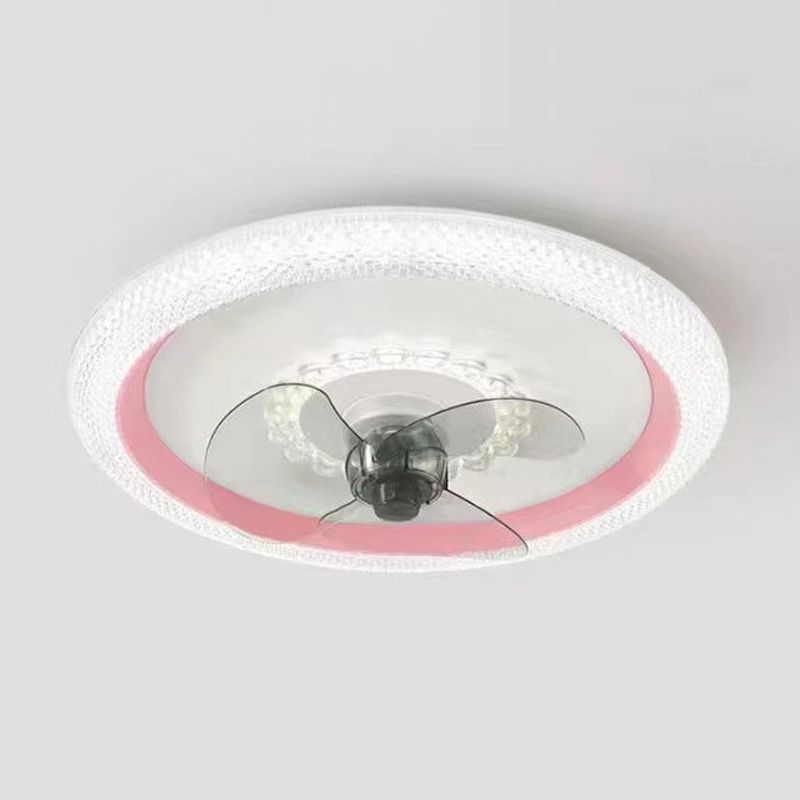 Nordic Style Ceiling Fan Lamp Round Shape Ceiling Fan Light for Bedroom