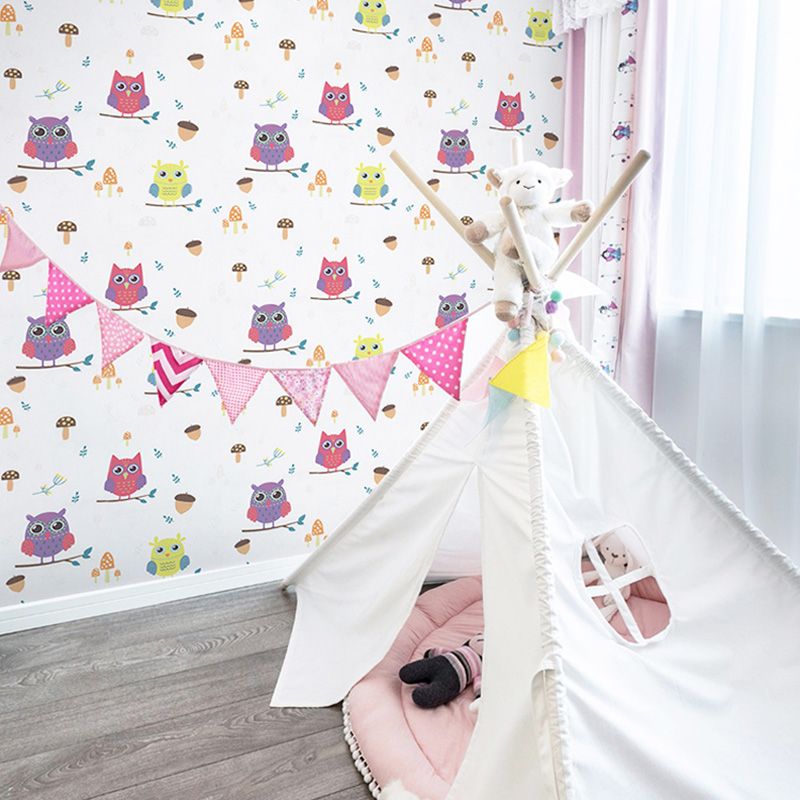 Water-Resistant Cartoon Animal Wallpaper Non-Woven Fabric Minimalist Wall Decor for Kids