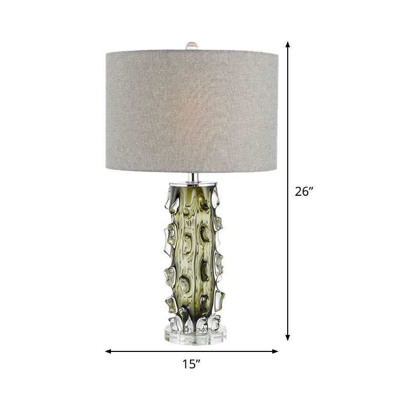 1 Lampen Nachttisch Lampe Modernes graues Lesebuchbuch mit Zylinderstoffschatten