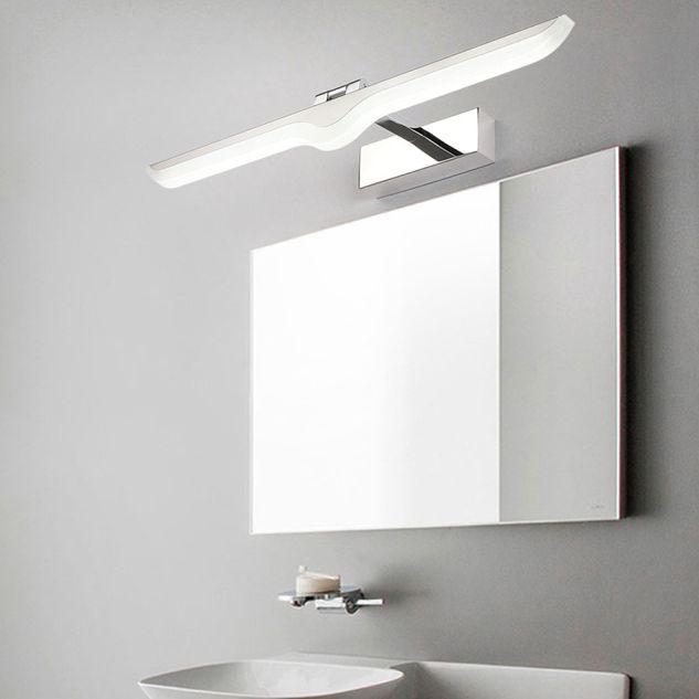 Chrome Shaded Wall Sconce Lighting Minimalist LED Metal Sconce Light Fixture for Shower Room