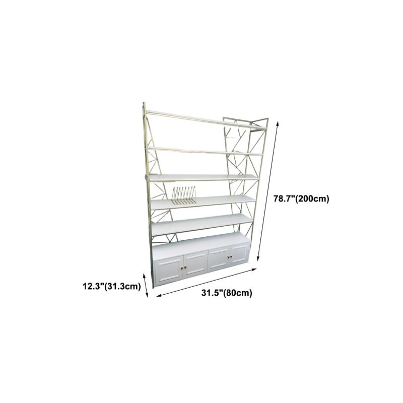 Metal White Bookcase Contemporary Open Back Shelf Bookcase for Bedroom