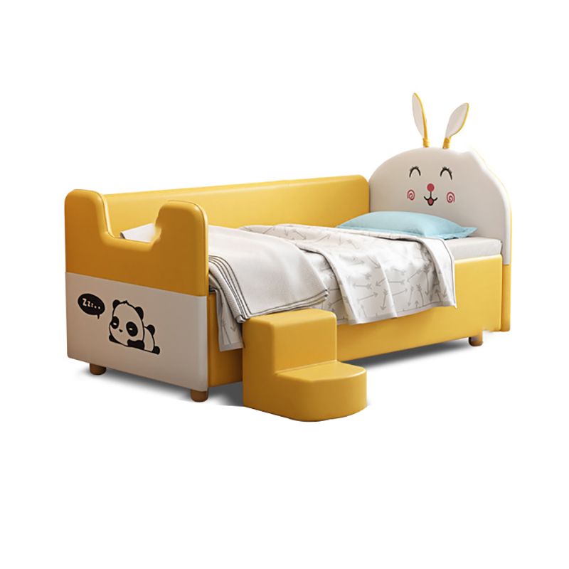 Modern Upholstered Toddler Bed Headboard Kids Bed with Guardrail