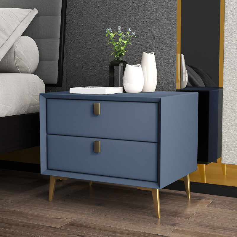 Solid Wood Drawer Storage 18.5" Tall Nightstand With 2 Drawers