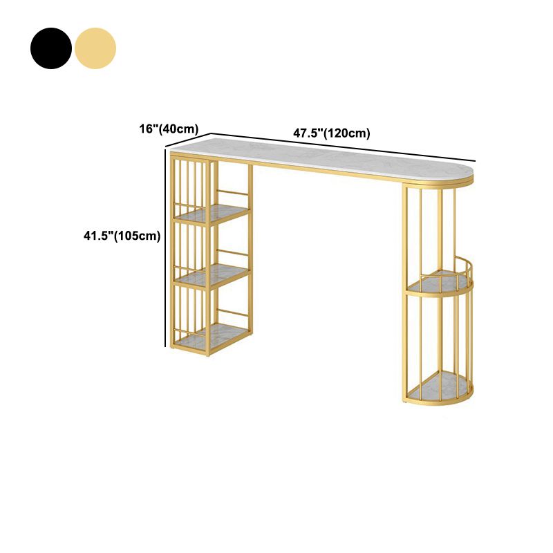 Contemporary Style Bar Table Stone Double pedestal Bistro Bar Desk with Storage