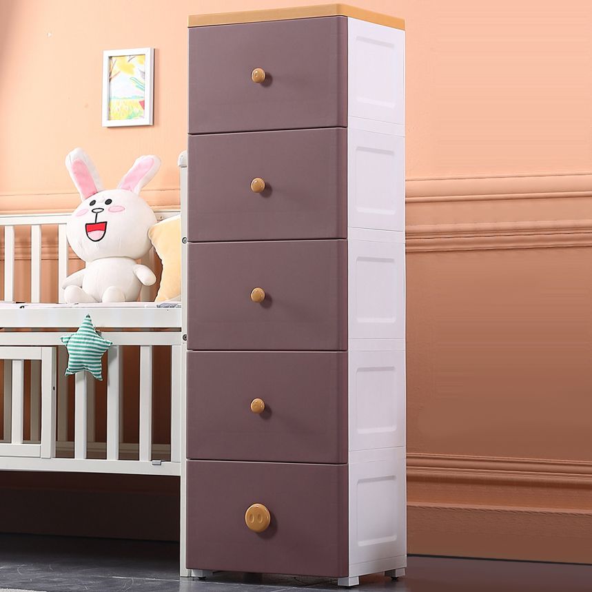 Scandinavian Plastic Baby Dresser Vertical Kids Furniture with Drawers for Bedroom