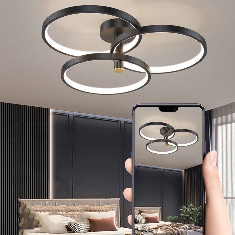 Modern Style Linear Shade Ceiling Light Metal 3 Headed Ceiling Light for Living Room