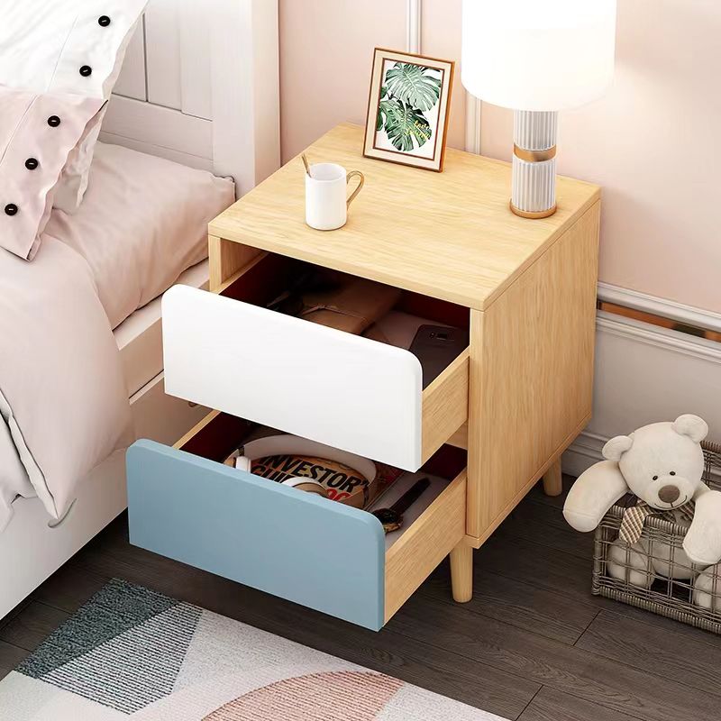 Modern Manufactured Wood Bed Nightstand Drawers Included Night Table for Bedroom