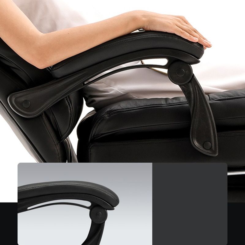 Black Leather Arm Chair Adjustable Seat Height Managers Chair