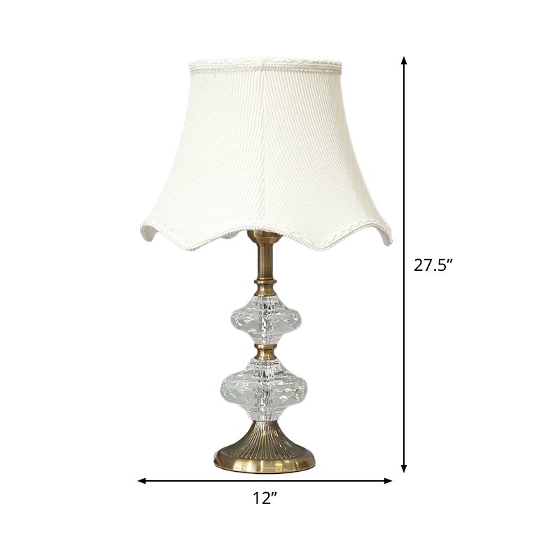 Flare Shade Fabric Desk Light Contemporary 1 Head White Night Table Lamp for Bedroom