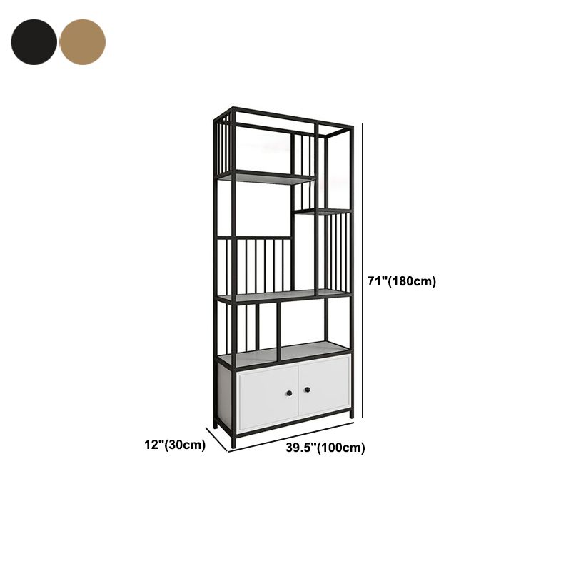 Modern Fioor Metal Shelf Bookcase Vertical Open Book Shelf with Cabinets