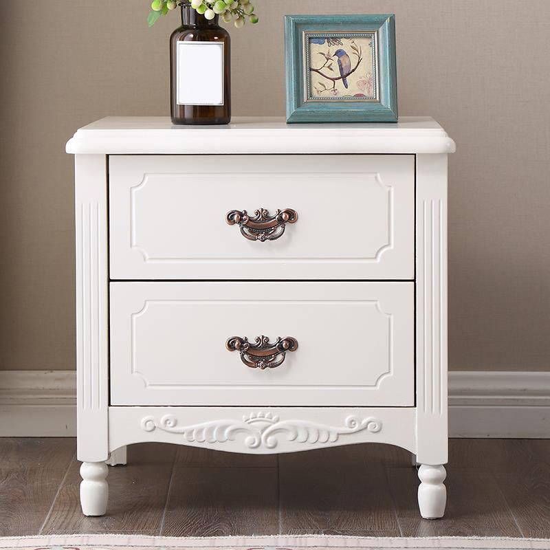 Contemporary Nightstand Solid Wood Accent Table Nightstand with Drawers