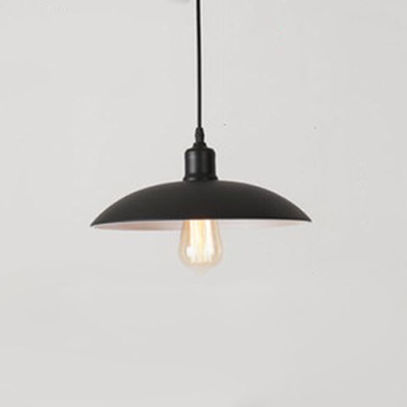 Metal Shaded Pendant Ceiling Light Farmhouse Restaurant Hanging Pendant Light in Black