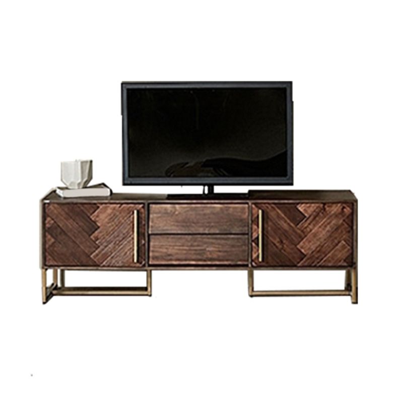 Glam TV Stand Console Solid Wood TV Media Stand with 2 Drawers