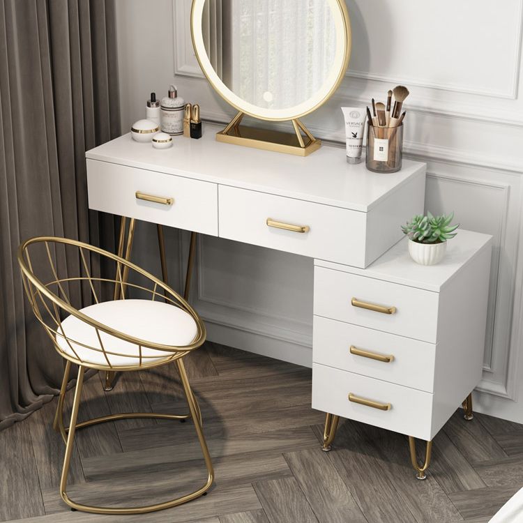 Wooden Vanity Desk in White Modern with Drawers Dressing Table