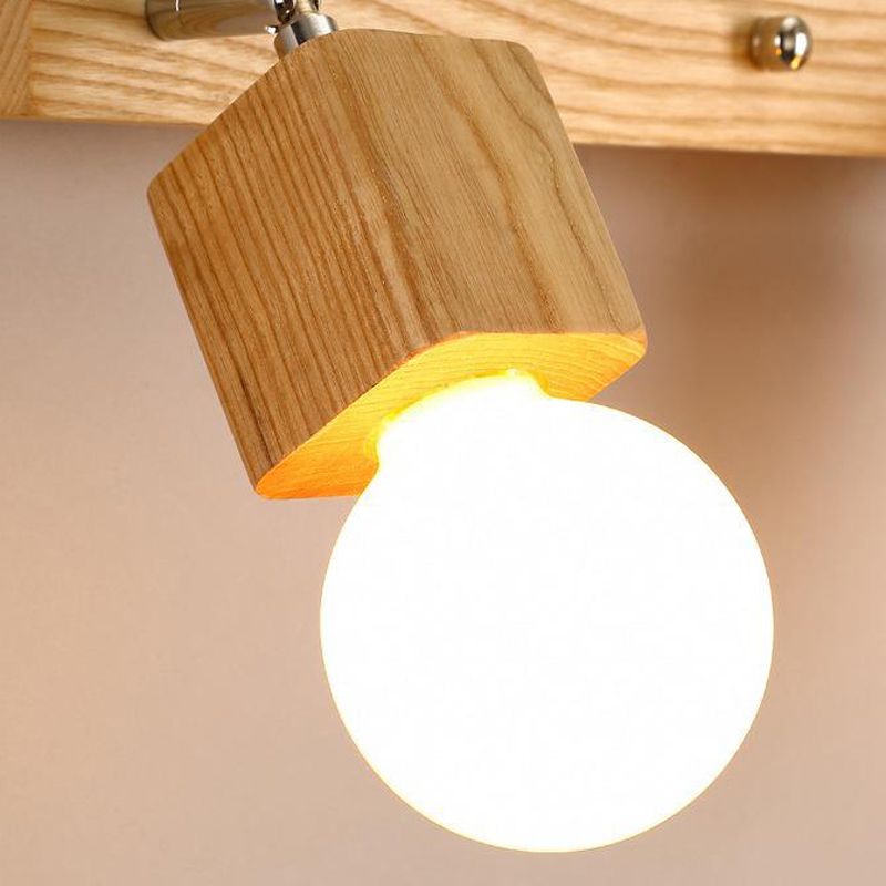 Nordic Style Wooden Vanity Light Geometry Shape Vanity Lamp for Shower Room