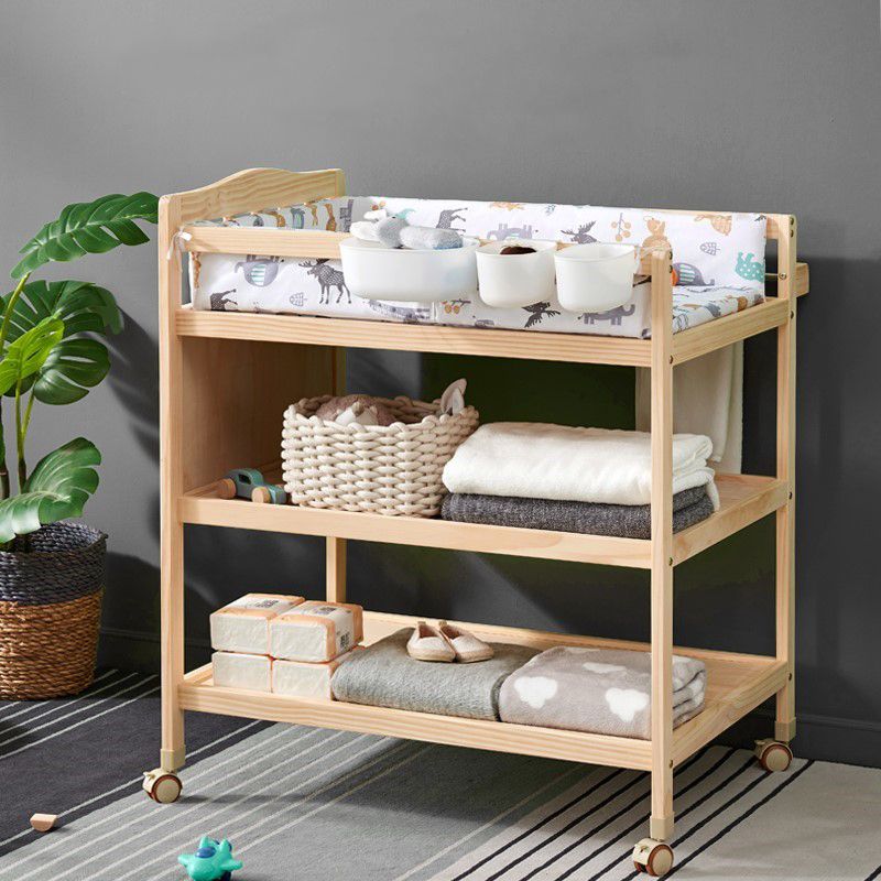 Solid Wood Baby Changing Table with Storage Changing Table Arch Top