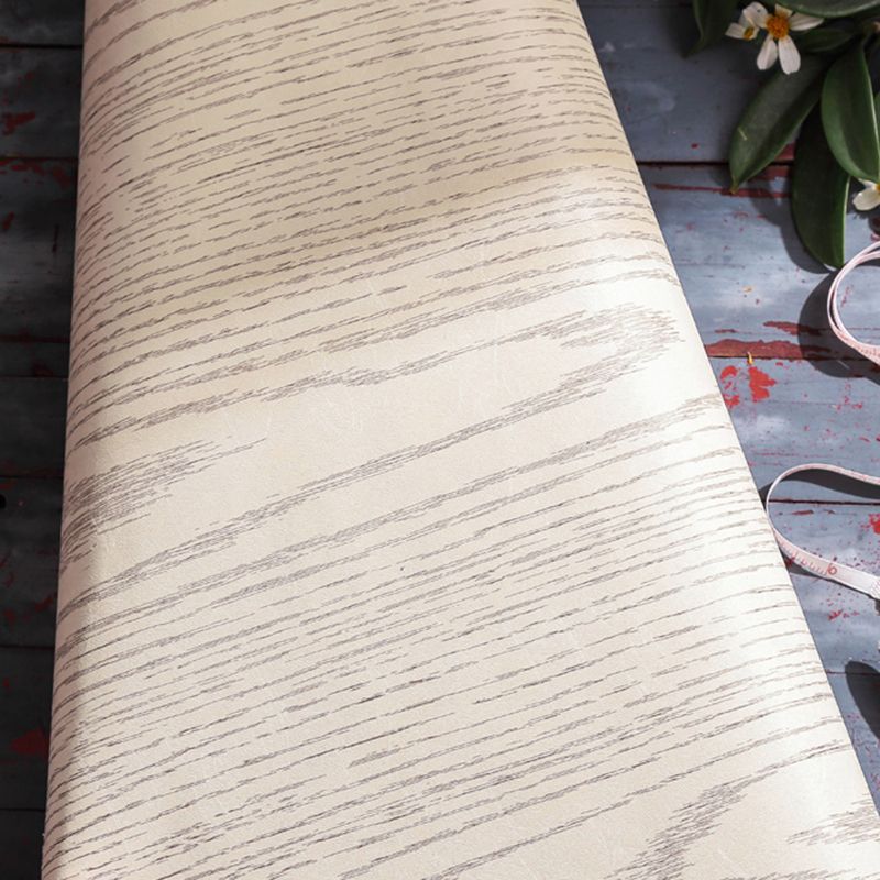 Simplicity Wood Printing Wallpaper Roll PVC Self Stick Beige Wall Decor for Bedroom