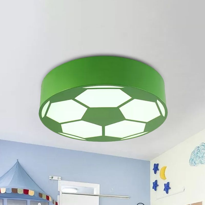 Rood/Geel/Blauw Voetbal Flushmount Children-Style LED Metal Flush Plafond Lamp met Acryl Schaduw