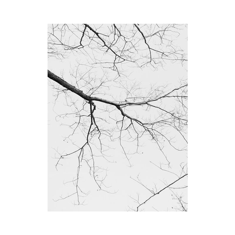 Minimalism Bare Tree Branch Canvas in Grey Textured Wall Art Decor for Living Room
