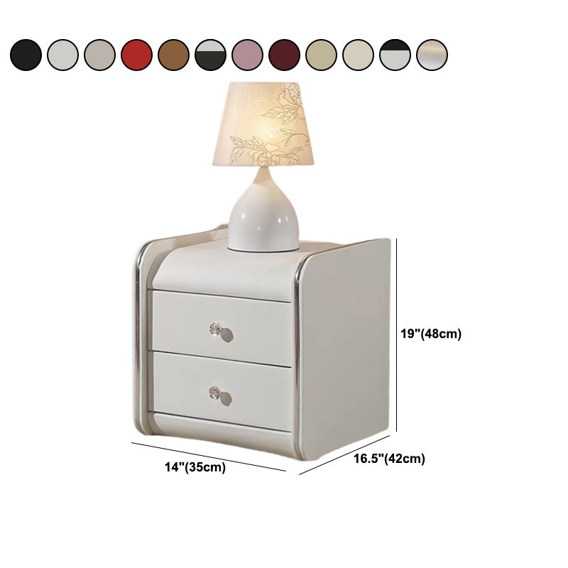 Faux Wood Accent Table Nightstand Contemporary Night Table with Drawers