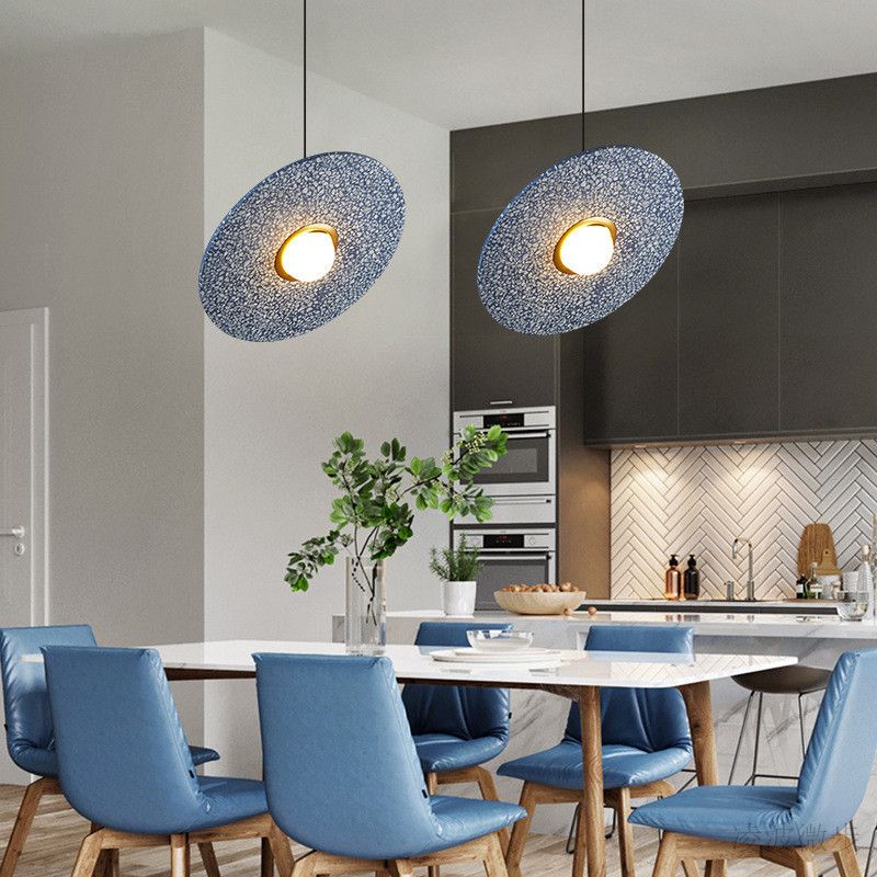 1-Light Hanging Light Fixture Modern LED Pendant Lamp with Stone Shade for Bedroom