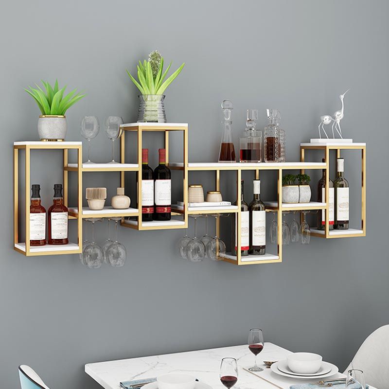 Metal Wall Mounted Wine Rack 7.8"W Wine Rack with  Stemware Holder