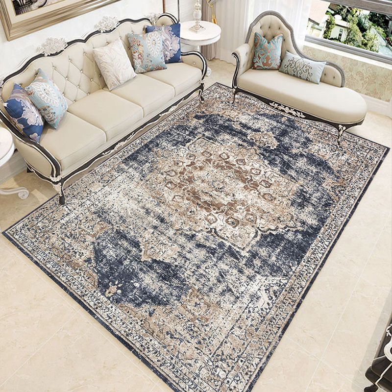 Old Medaillon Muster Teppich Polyester Fläche Rugfärbung Widerstandes Innenteppich für Wohnzimmer