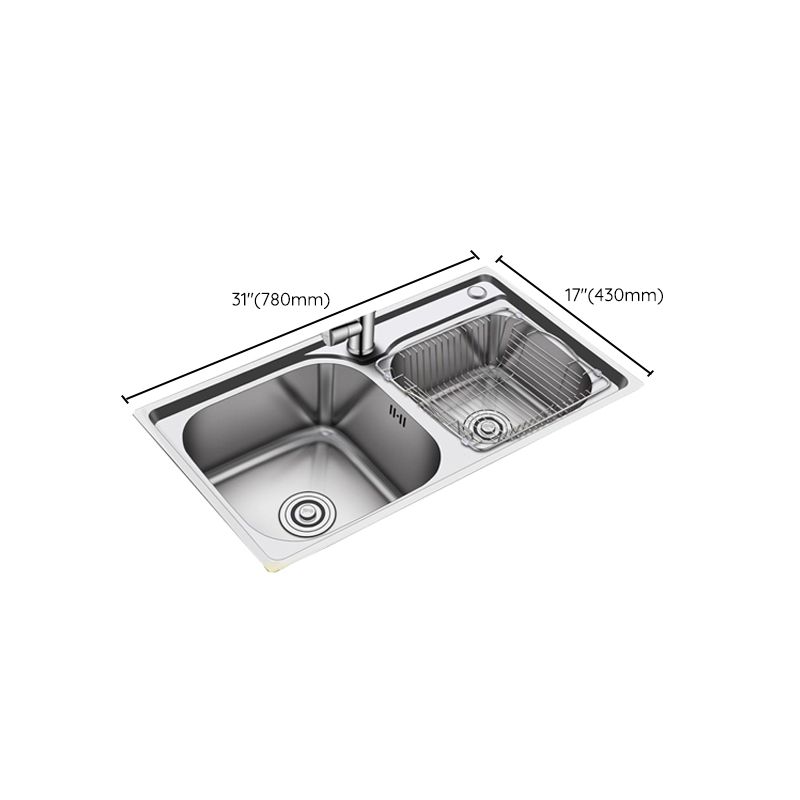 Modern Stainless Steel Kitchen Sink Double Sink Kitchen Sink with Basket Strainer