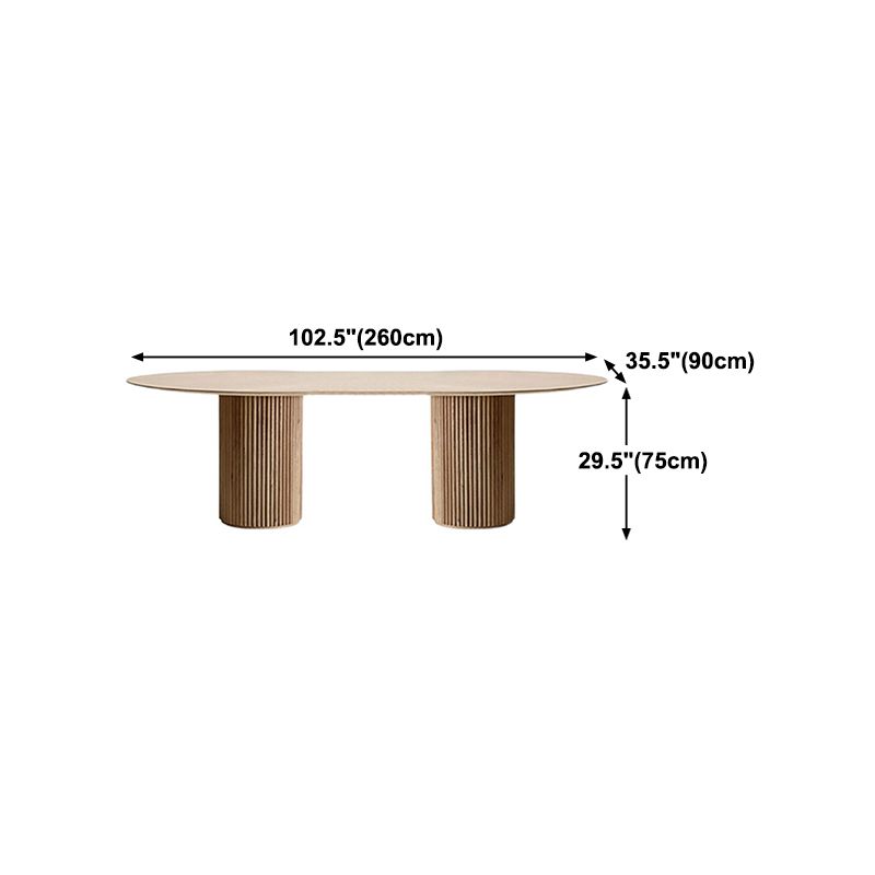 Oval Dining Table Solid Wood Contemporary Dinner Table for Kitchen