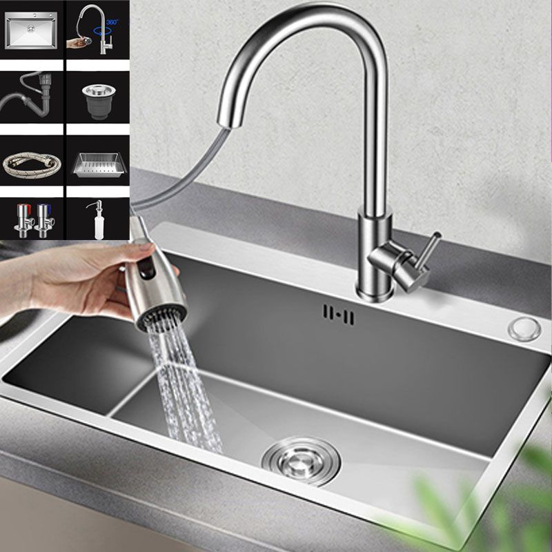 Contemporary Style Kitchen Sink Stainless Steel Kitchen Sink with Drain Strainer Kit