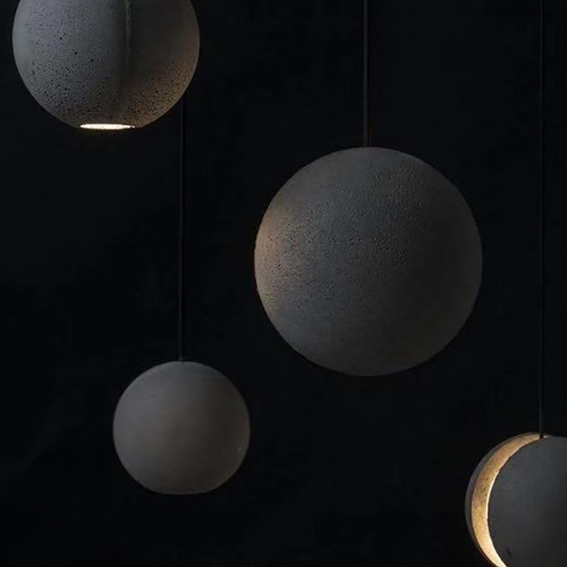 Cement Moon Shaped Multi-Light Pendant Nordic Style Hanging Lamp for Dining Room