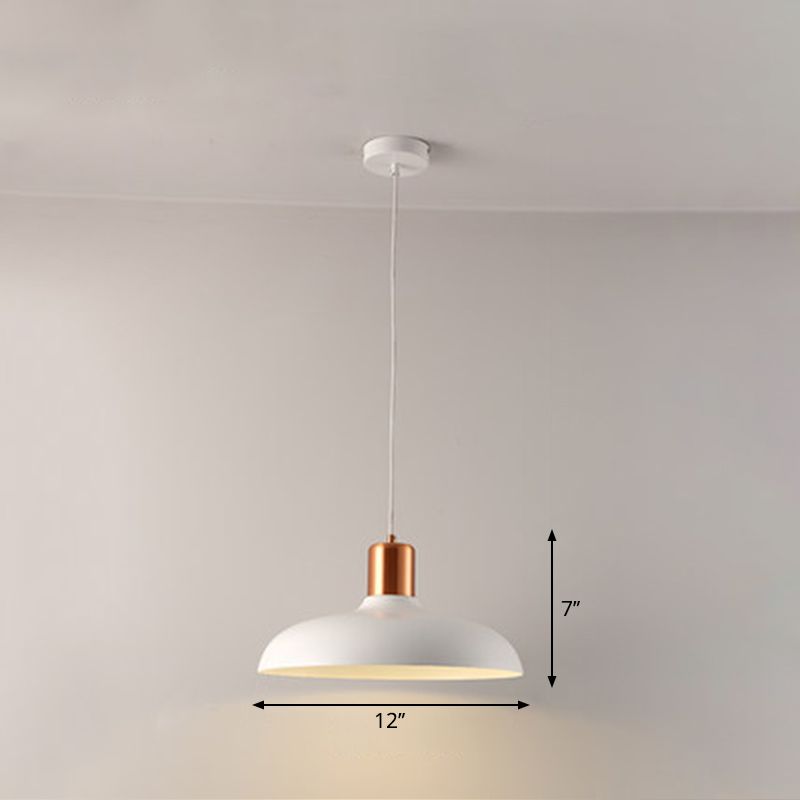 Bowl Shaped Restaurant Pendulum Light Metal 1 Bulb Macaron Suspension Pendant Light