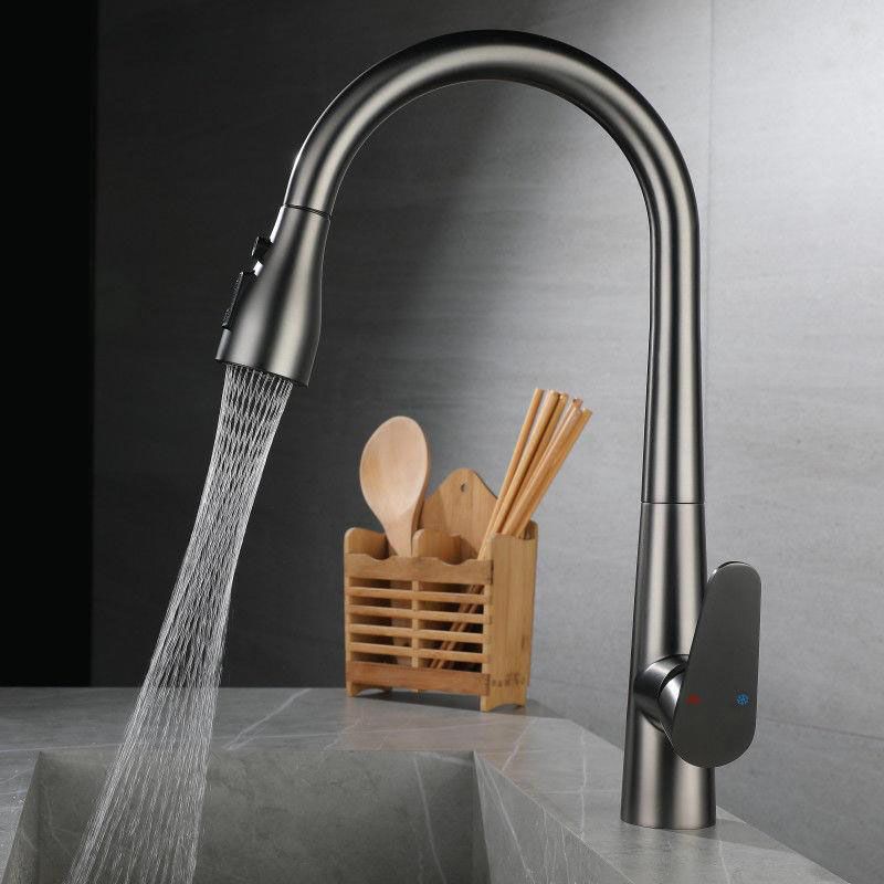 Contemporary Gooseneck Faucet One Handle Kitchen Faucet High Arch Water Filler