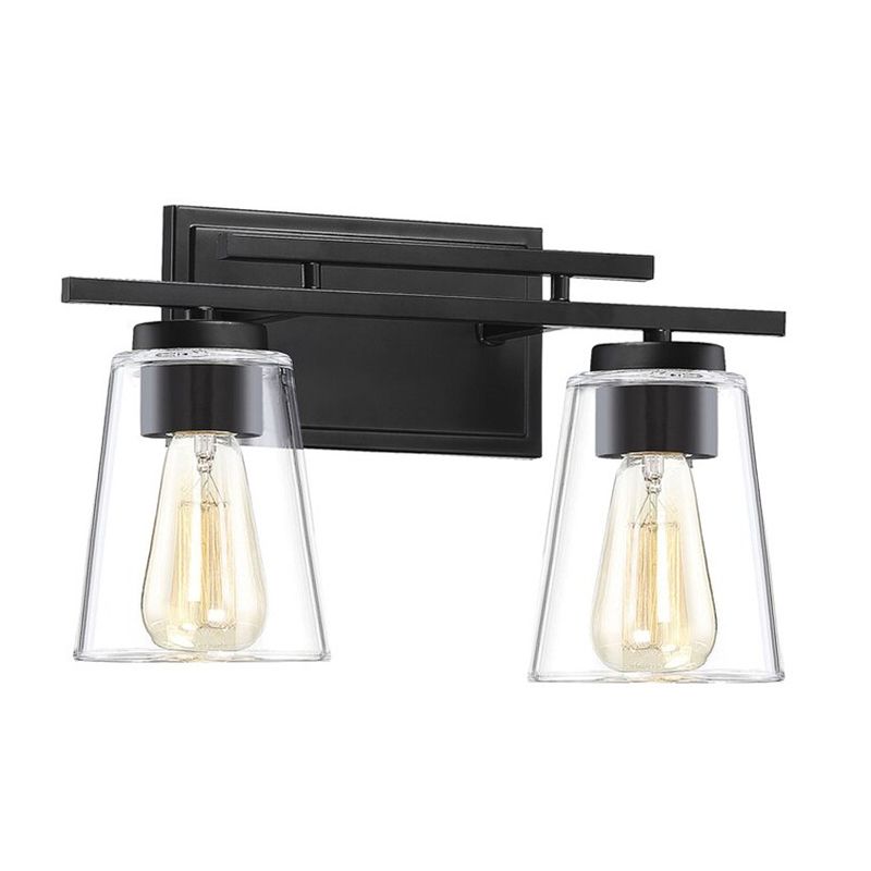 Black 2/3/4-Light Modern Bathroom Vanity Light Glass Shaded Bath Bar