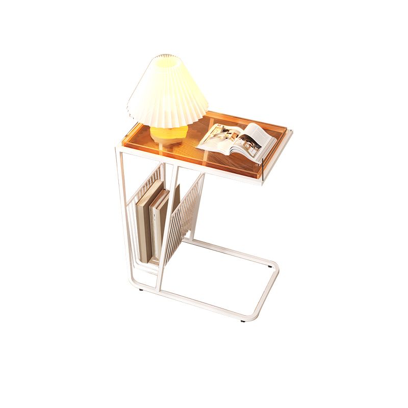 Modern Acrylic and Metal Night Table Open Storage Bedside Cabinet for Bedroom