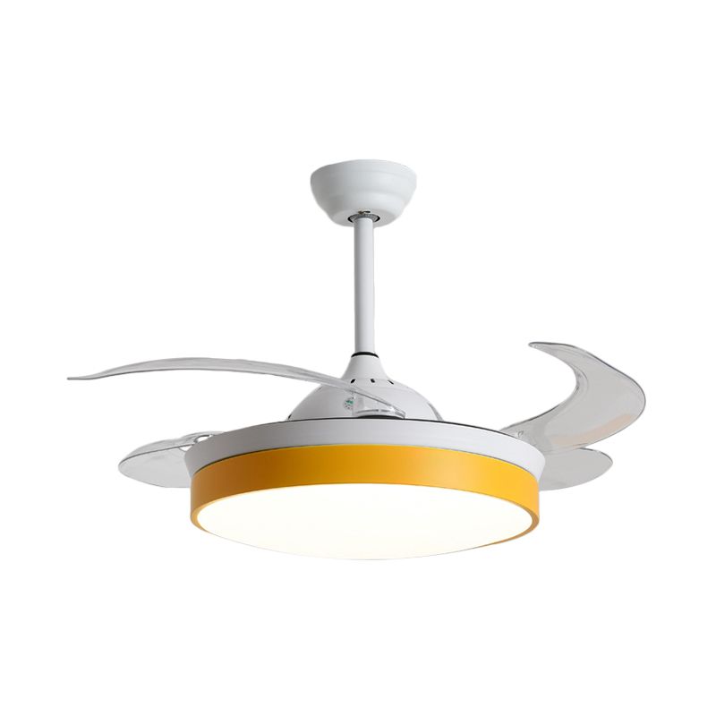 Noordse noordse trommel LED Semi Flush Ceiling Light Acryl Living Room Hangt Fan Lamp, 20 "Wijd