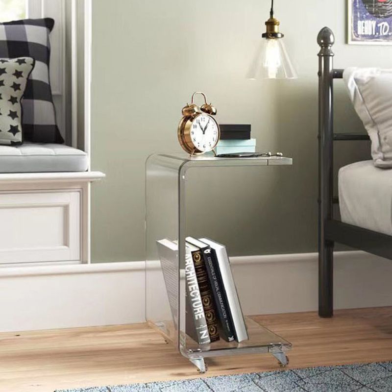 Acrylic Night Table Modern Style Minimalist Bedside Table with Pulleys