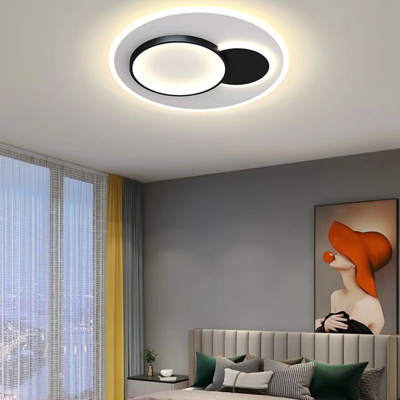 Modern LED Metal Flush Mount Geometric Shape Ceiling Light with Acrylic Shade