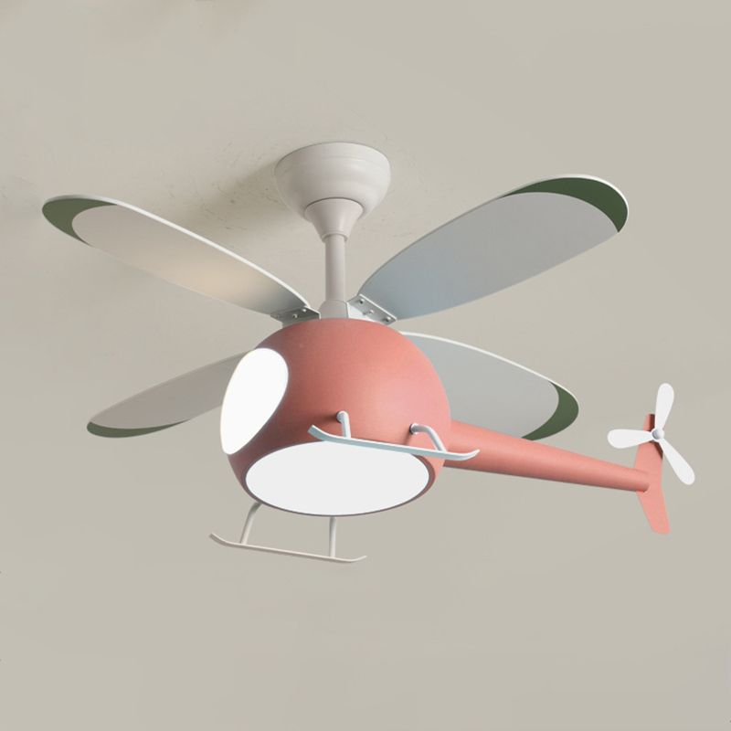 Metal Plane Ceiling Fan Light Kids Style LED Ceiling Lighting