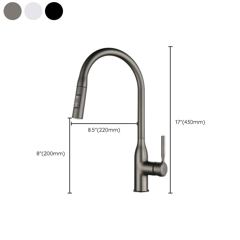 Modern Style Kitchen Faucet Copper 1-Handle Retractable High Arc Kitchen Faucet