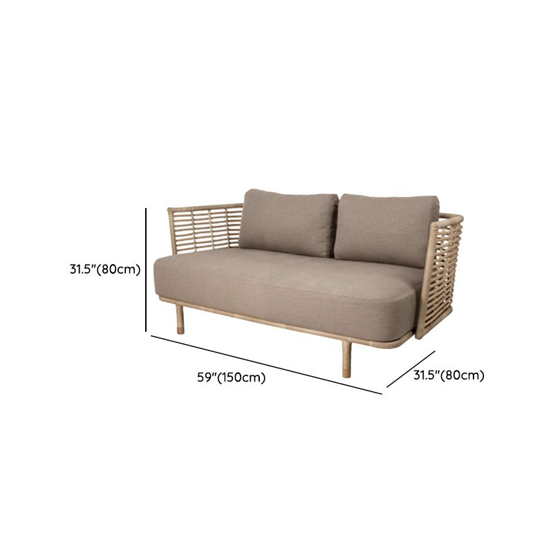 Metal Rattan Patio Sofa Tropical Style Outdoor Simple Leisure Outdoor Patio Sofa