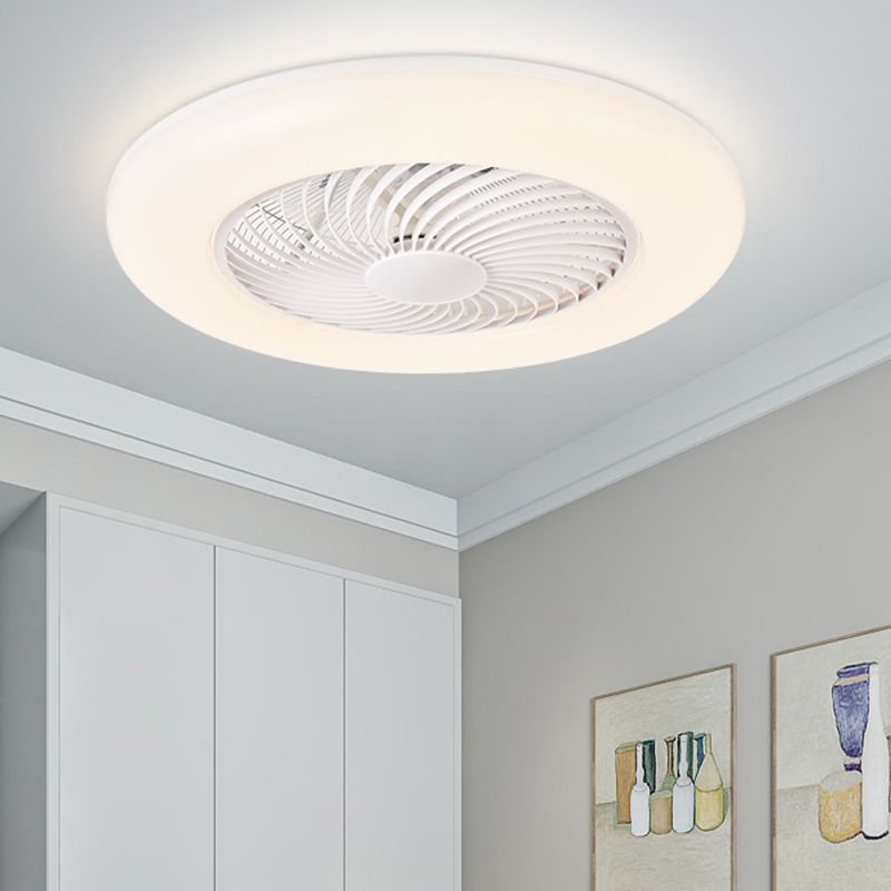 Round Ceiling Fan Light Modern Style Metal Single Light LED Flush Light