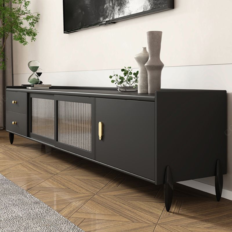 Industrial Rubber Wood TV Stand Enclosed Storage TV Media Console