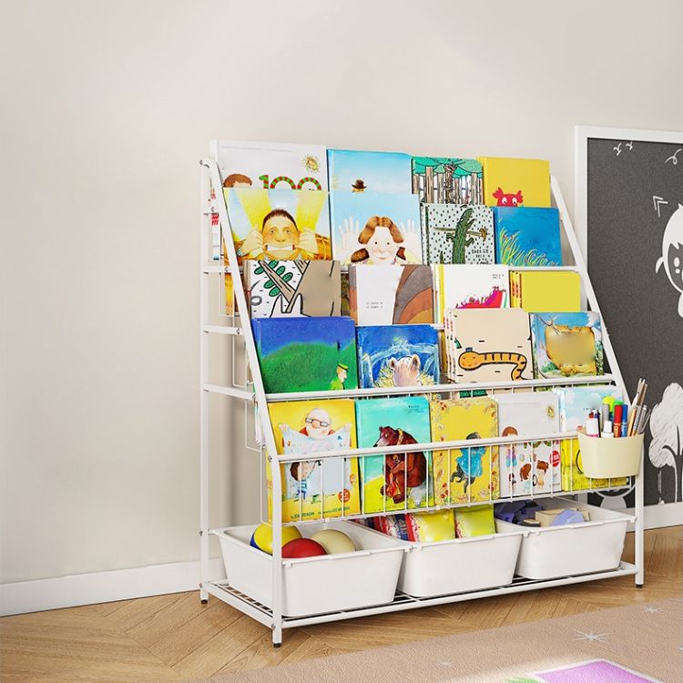 Modern Metal Standard Bookcase Closed Back Standard Kids Bookcase