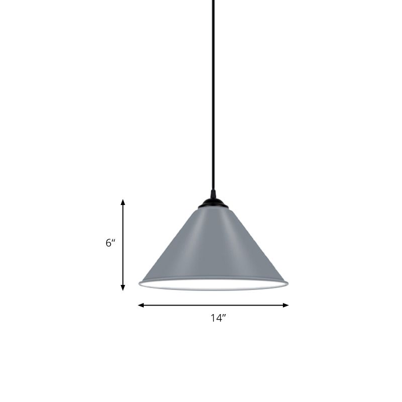 Kegelhangende licht Modern metaal 1 lichtroze/geel/groene hanglamp, 12 "/14"/16 "dia