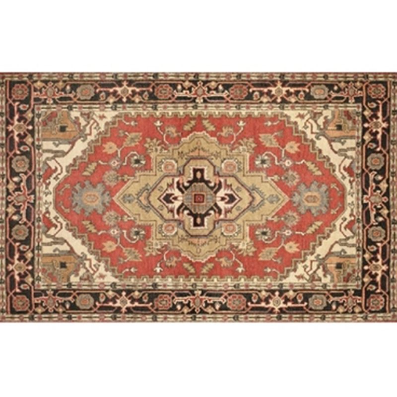 Tone rouge marocain tapis intérieur polyester Tribal totem imprimé tapis de soins faciles pour la décoration de la maison