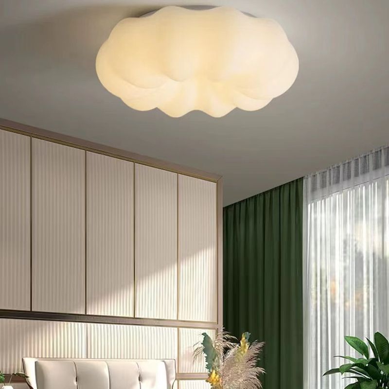 Modern LED Ceiling Light White Shaded Flush Mount Lighting for Dining Room