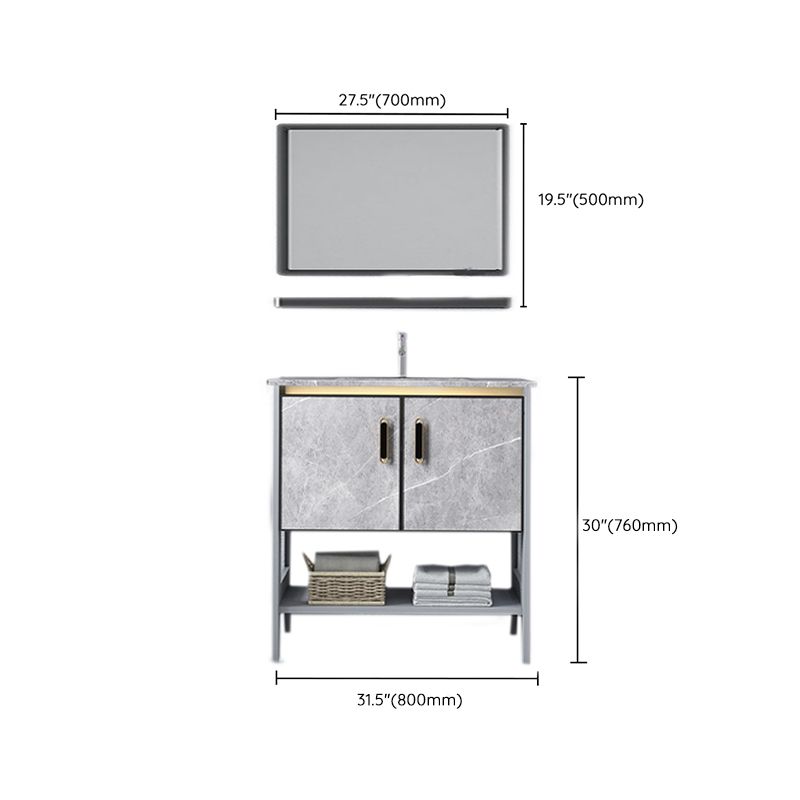 Modern Aluminium Faucet Included Bathroom Sink Vanity with Soft Close Door