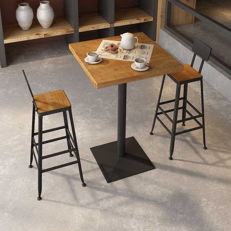 Tavolo da pranzo di hemlock quadrato industriale tavolo da bistrot interno con singolo piedistallo